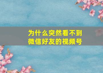 为什么突然看不到微信好友的视频号