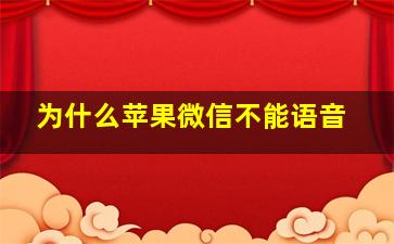 为什么苹果微信不能语音