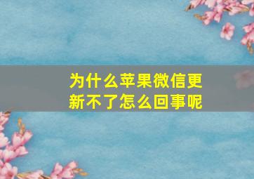 为什么苹果微信更新不了怎么回事呢