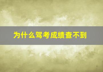 为什么驾考成绩查不到