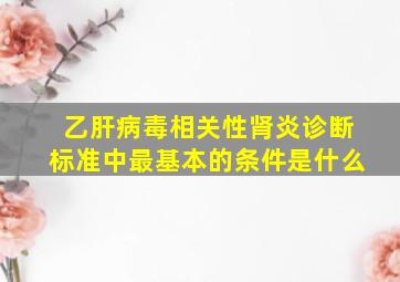 乙肝病毒相关性肾炎诊断标准中最基本的条件是什么