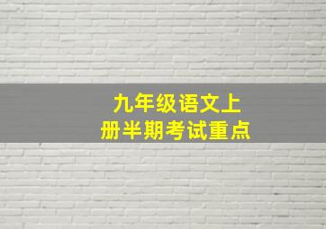 九年级语文上册半期考试重点