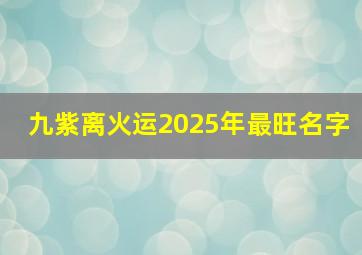 九紫离火运2025年最旺名字