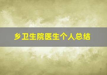 乡卫生院医生个人总结