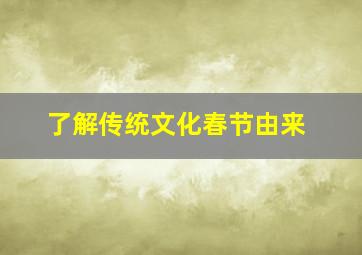 了解传统文化春节由来