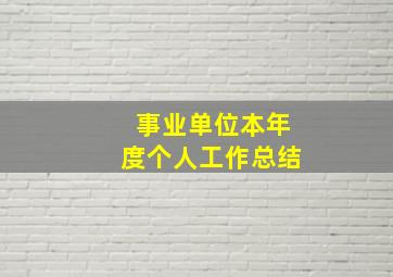 事业单位本年度个人工作总结