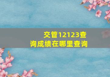 交管12123查询成绩在哪里查询