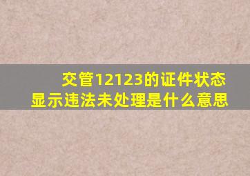 交管12123的证件状态显示违法未处理是什么意思