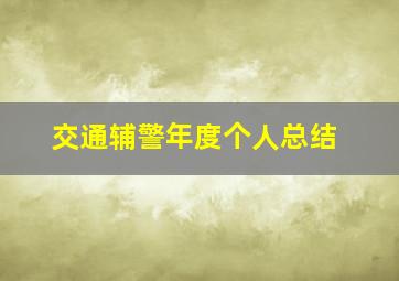 交通辅警年度个人总结