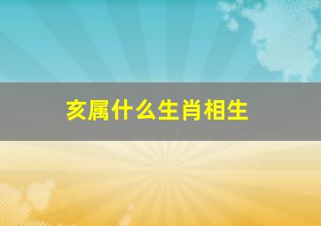 亥属什么生肖相生