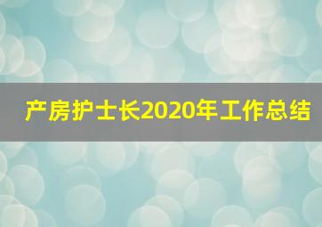 产房护士长2020年工作总结