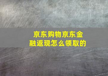 京东购物京东金融返现怎么领取的