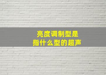 亮度调制型是指什么型的超声