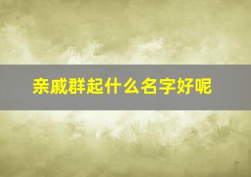 亲戚群起什么名字好呢