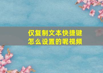 仅复制文本快捷键怎么设置的呢视频