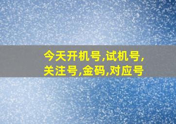 今天开机号,试机号,关注号,金码,对应号