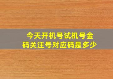 今天开机号试机号金码关注号对应码是多少