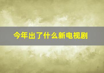 今年出了什么新电视剧