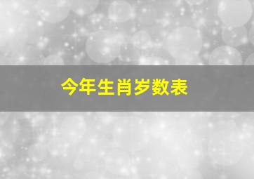 今年生肖岁数表