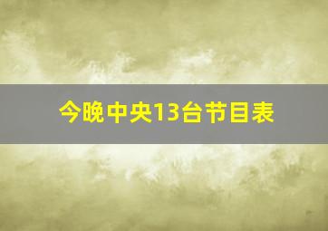 今晚中央13台节目表