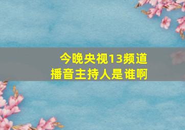 今晚央视13频道播音主持人是谁啊