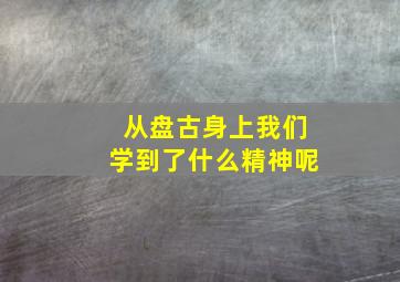 从盘古身上我们学到了什么精神呢