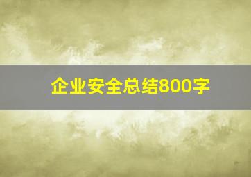 企业安全总结800字