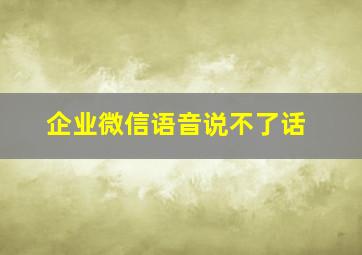 企业微信语音说不了话