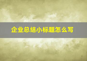 企业总结小标题怎么写