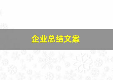 企业总结文案