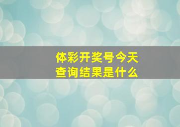 体彩开奖号今天查询结果是什么