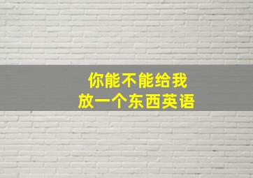 你能不能给我放一个东西英语