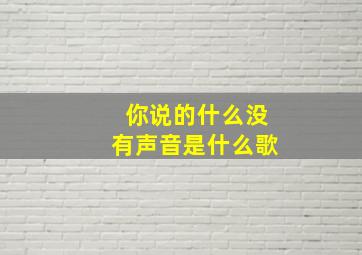 你说的什么没有声音是什么歌