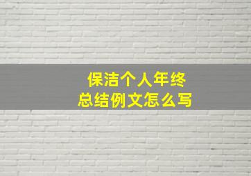 保洁个人年终总结例文怎么写