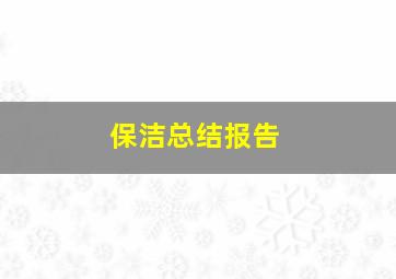 保洁总结报告