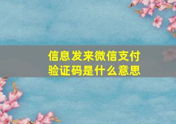 信息发来微信支付验证码是什么意思