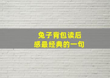 兔子背包读后感最经典的一句