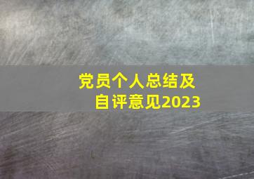 党员个人总结及自评意见2023