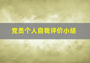 党员个人自我评价小结