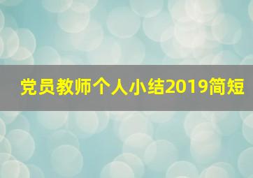 党员教师个人小结2019简短