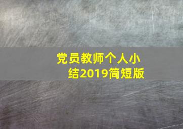 党员教师个人小结2019简短版