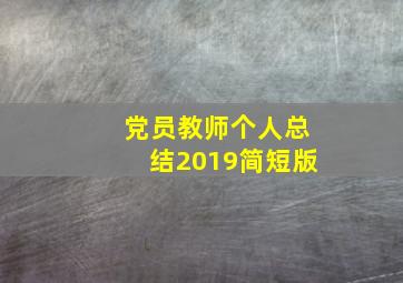 党员教师个人总结2019简短版