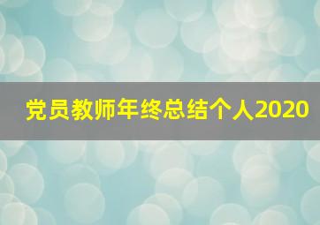 党员教师年终总结个人2020