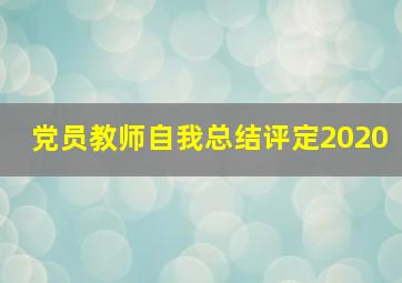 党员教师自我总结评定2020