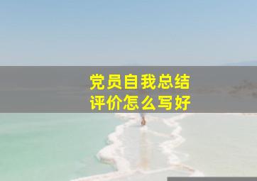 党员自我总结评价怎么写好