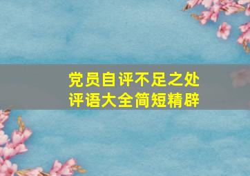 党员自评不足之处评语大全简短精辟