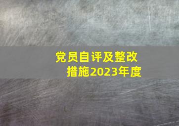 党员自评及整改措施2023年度