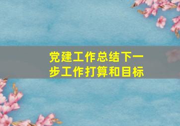 党建工作总结下一步工作打算和目标