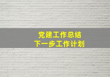 党建工作总结下一步工作计划