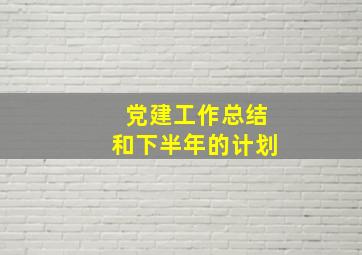 党建工作总结和下半年的计划